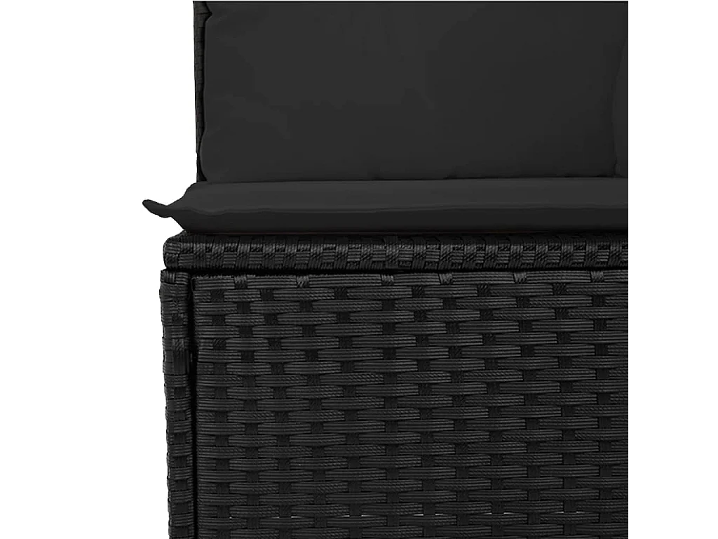 9-delige Loungeset met kussens poly rattan zwart