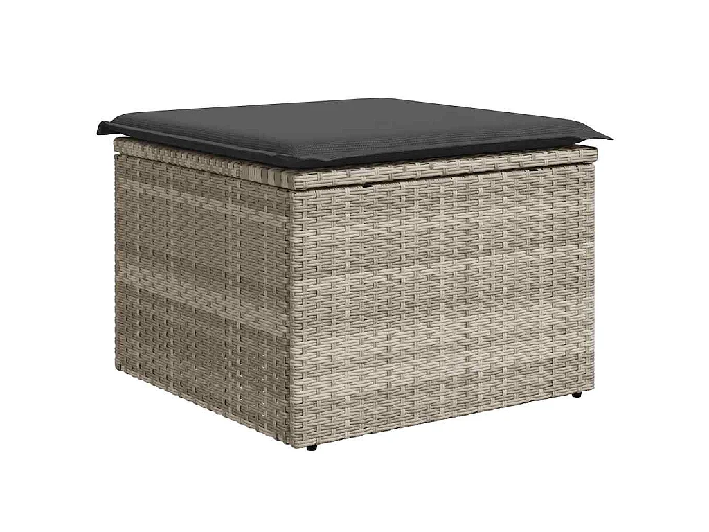 Salon de jardin 9 pcs avec coussins gris clair résine tressée