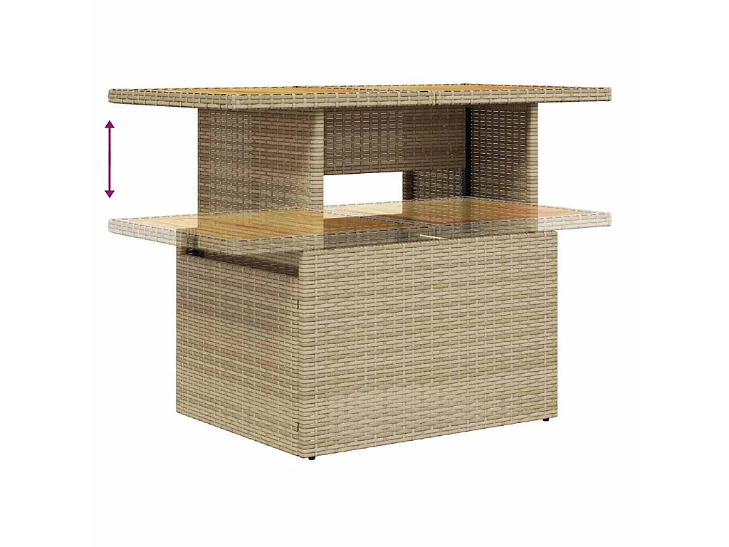 9-tlg. Garten-Sofagarnitur mit Kissen Beige Poly Rattan