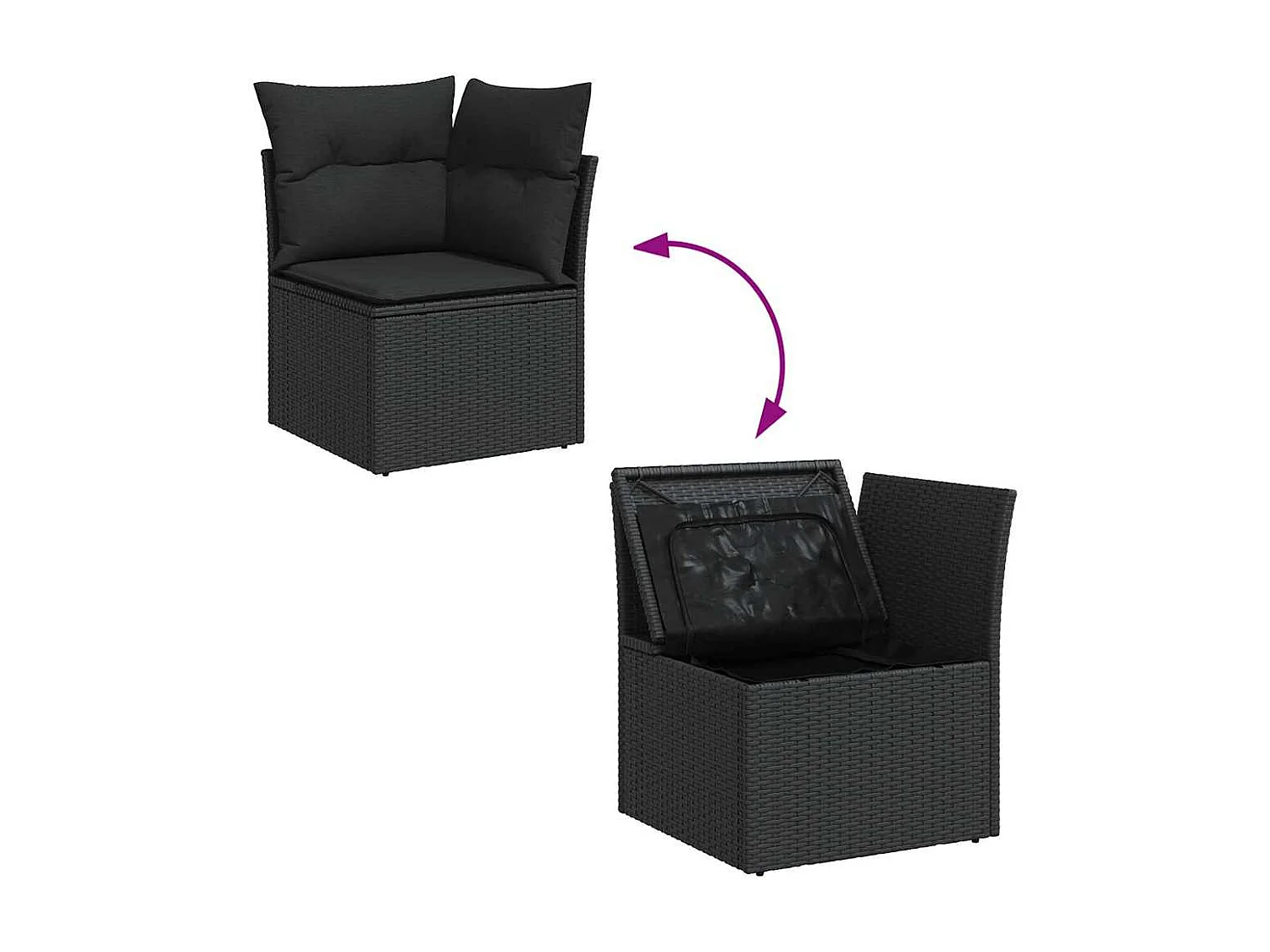 Set Divani da Giardino 10pz con Cuscini in Polyrattan Nero