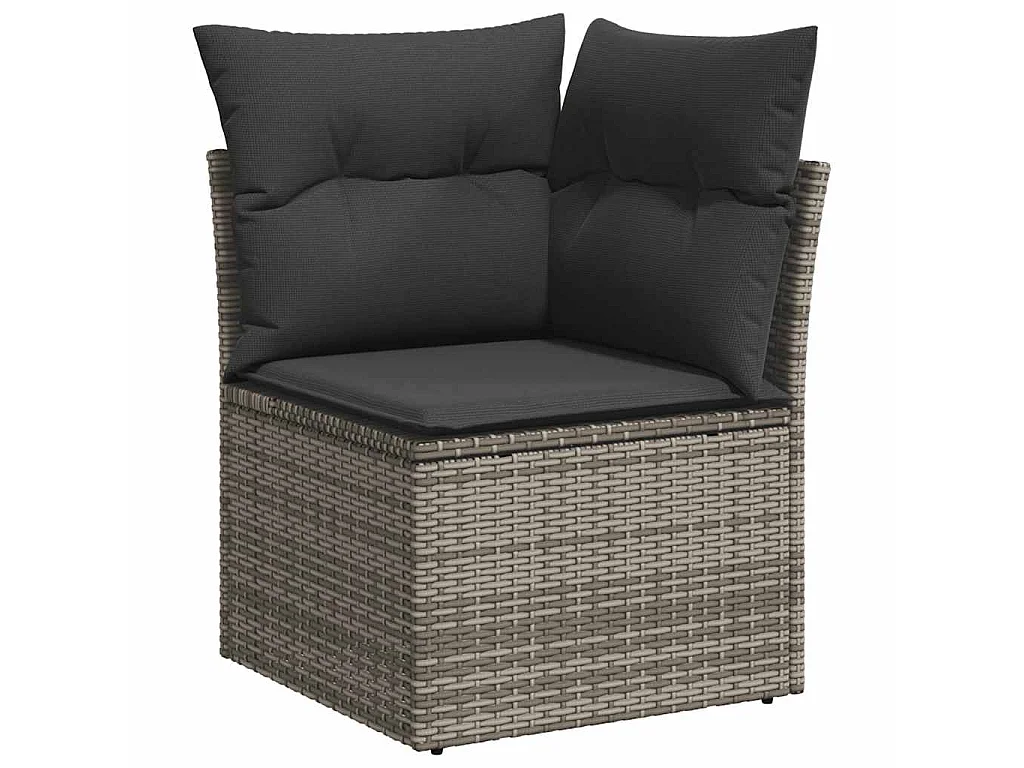 8-tlg. Garten-Sofagarnitur mit Kissen Grau Poly Rattan