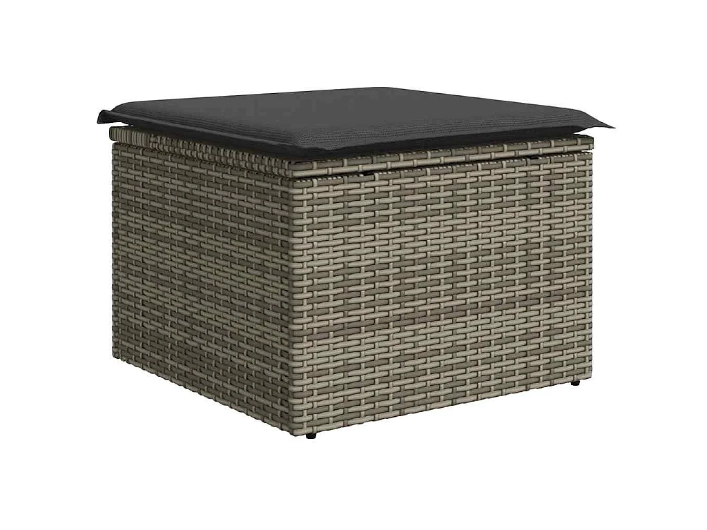 8-tlg. Garten-Sofagarnitur mit Kissen Grau Poly Rattan