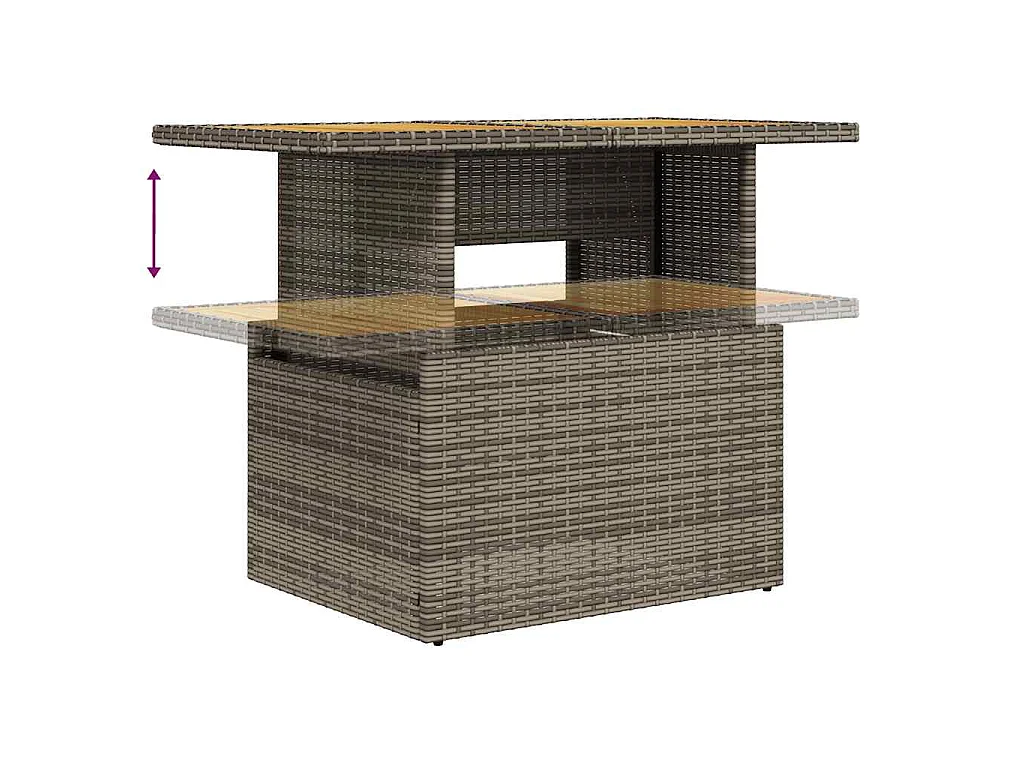 8-tlg. Garten-Sofagarnitur mit Kissen Grau Poly Rattan