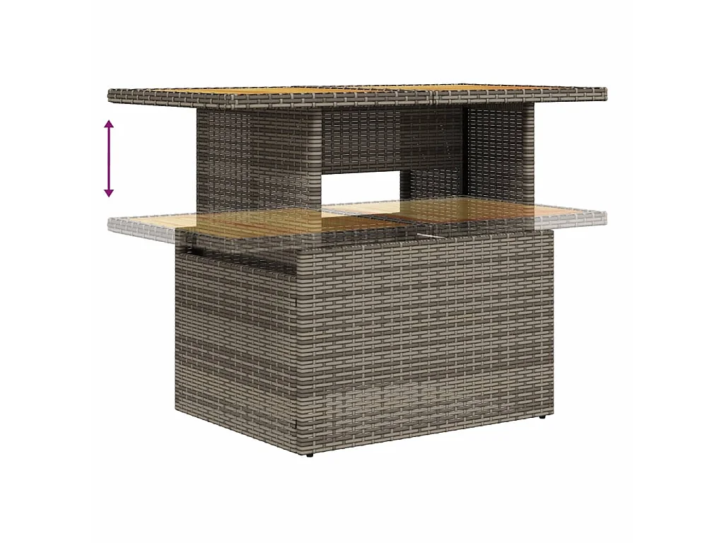 9-tlg. Garten-Sofagarnitur mit Kissen Grau Poly Rattan