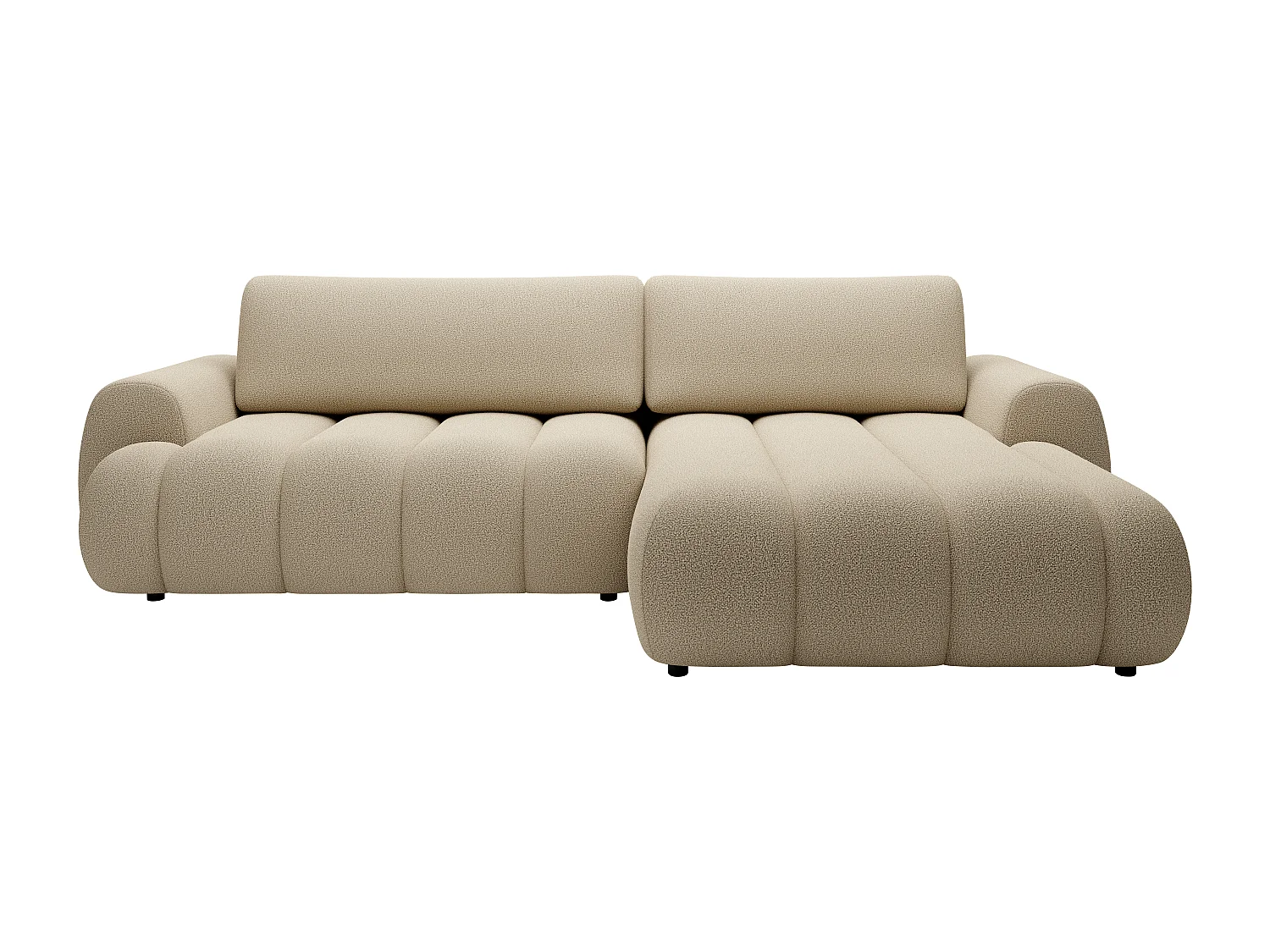 Canapé d'angle droit convertible en tissu beige FRIDORA