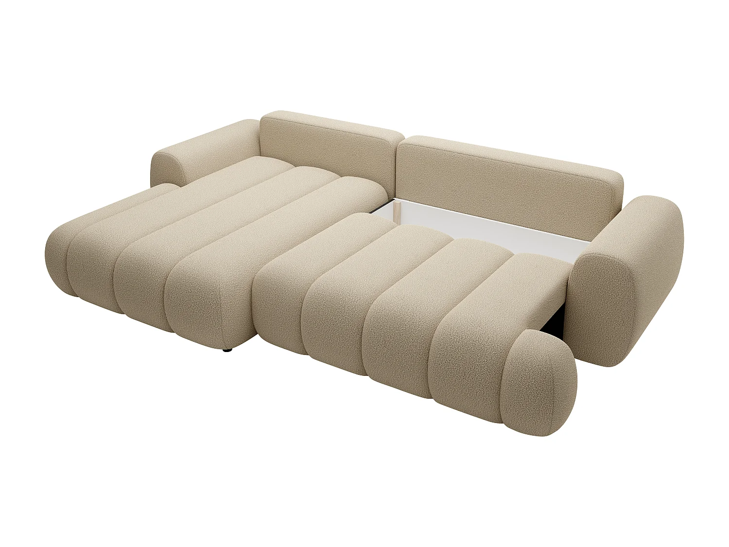 Canapé d'angle gauche convertible en tissu beige FRIDORA