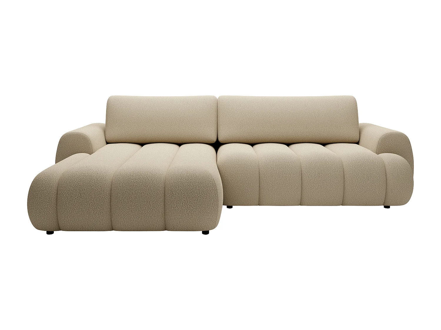 Canapé d'angle gauche convertible en tissu beige FRIDORA