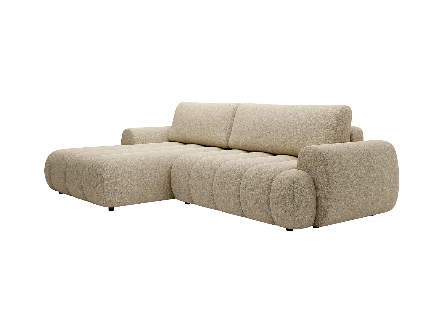 Sofá rinconera izquierda de tela beige FRIDORA