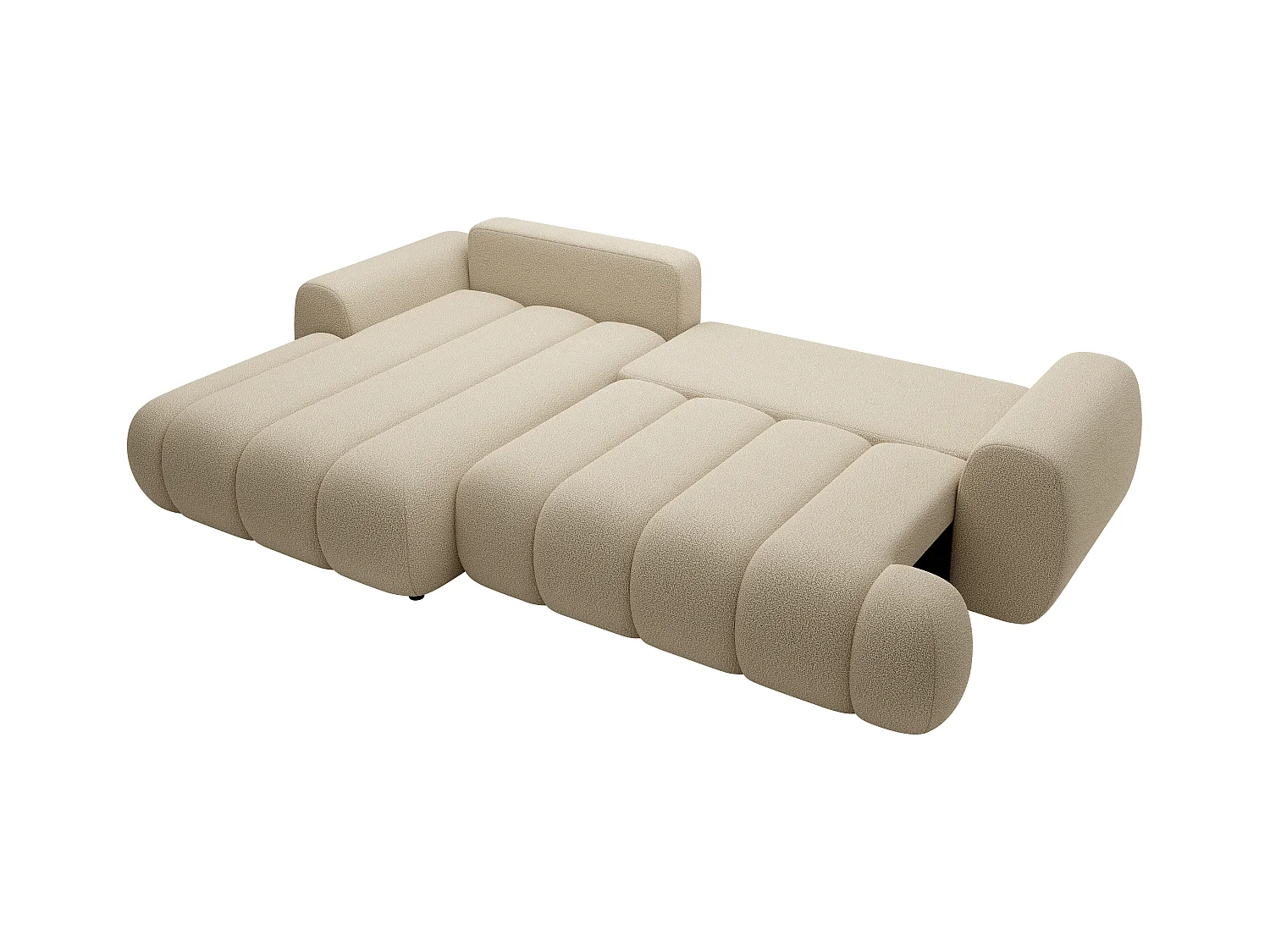 Sofá rinconera izquierda de tela beige FRIDORA