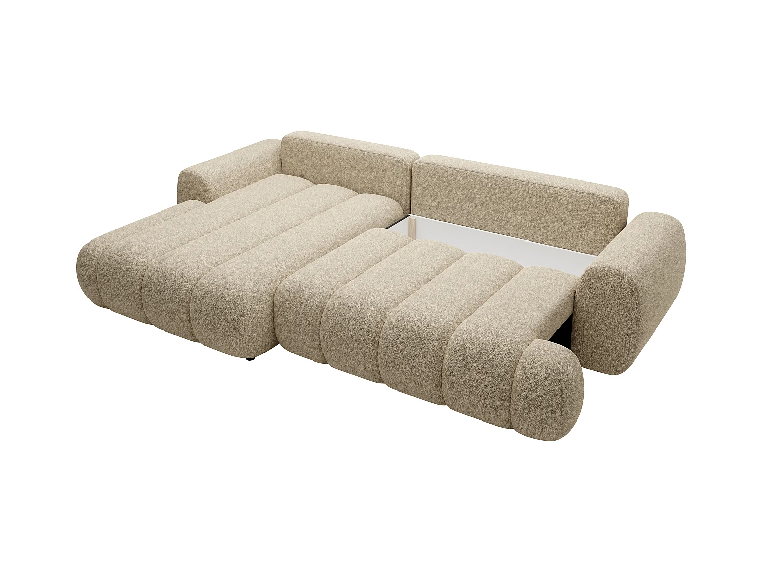 Sofá rinconera izquierda de tela beige FRIDORA