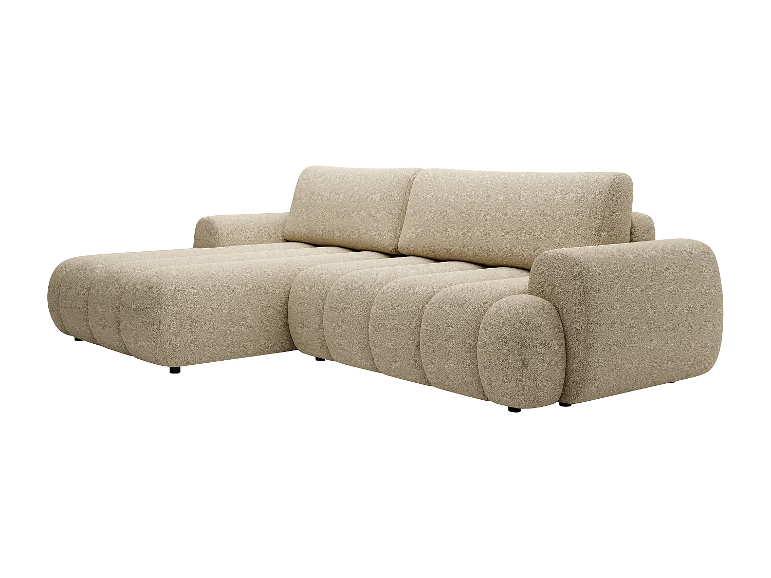 Hörnbäddsoffa vänsterställd beige tyg FRIDORA