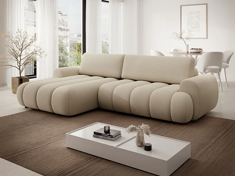 Divano letto angolo a sinistra in Tessuto Beige - FRIDORA