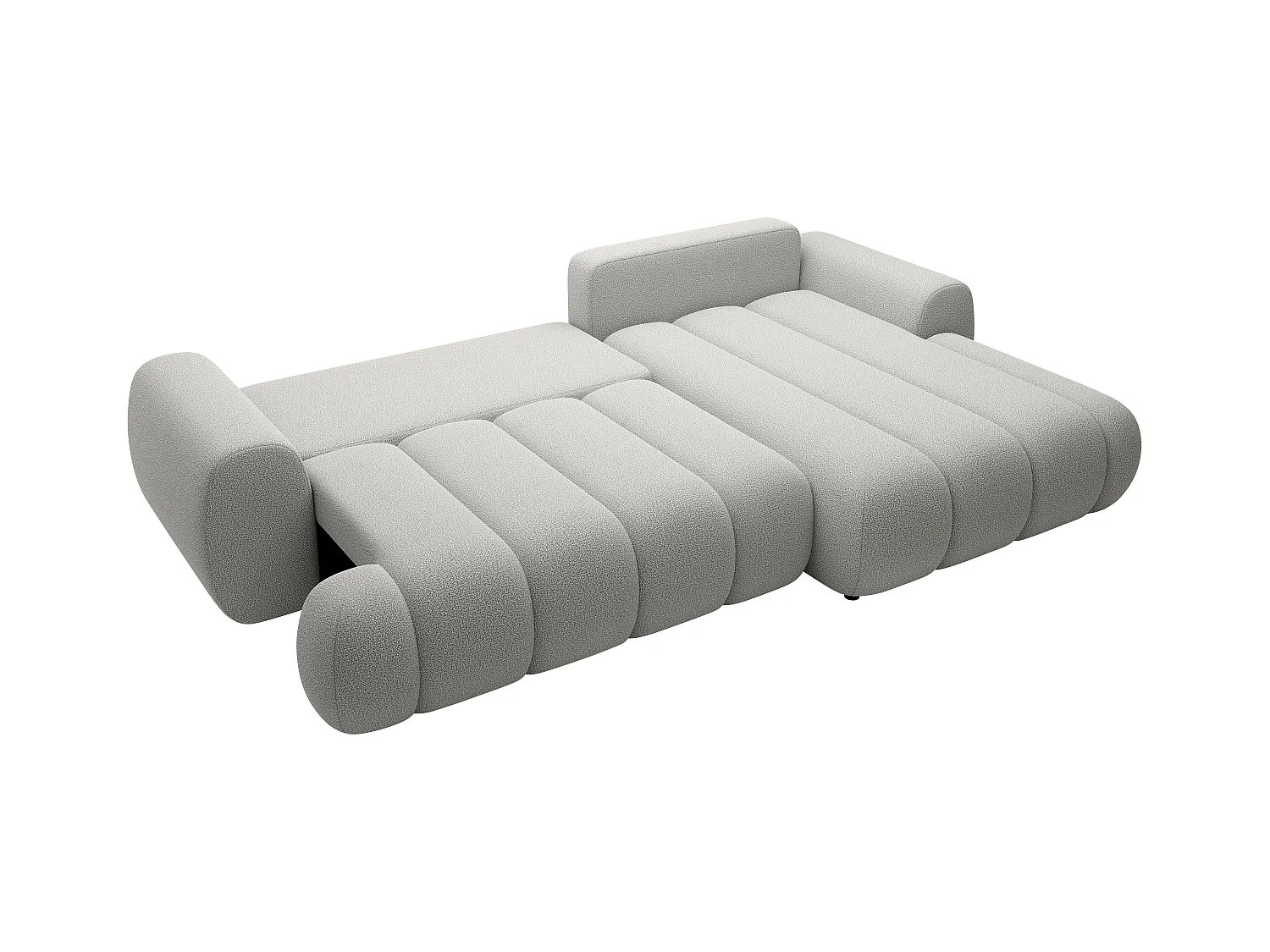 Canapé d'angle droit convertible en tissu gris clair FRIDORA