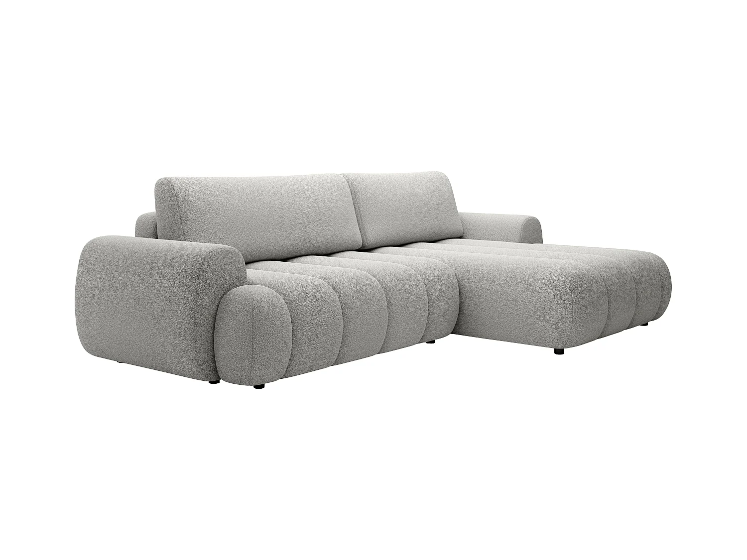 Canapé d'angle droit convertible en tissu gris clair FRIDORA