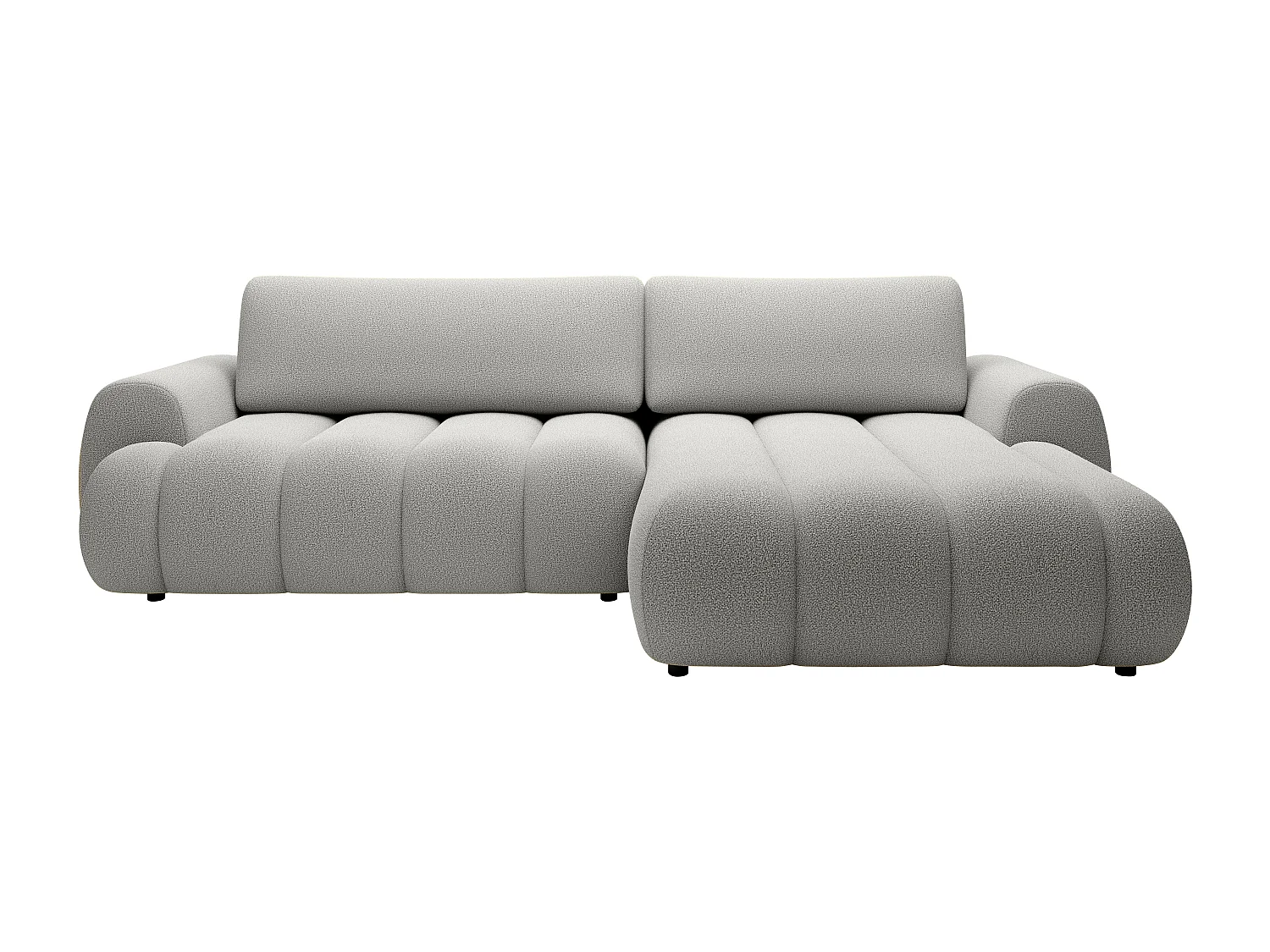 Canapé d'angle droit convertible en tissu gris clair FRIDORA