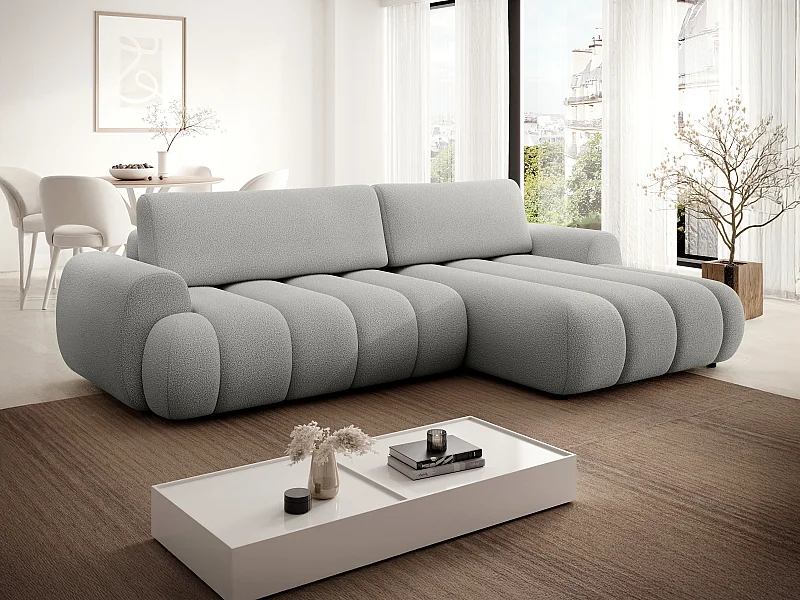 Divano letto angolo a destra in Tessuto grigio - FRIDORA