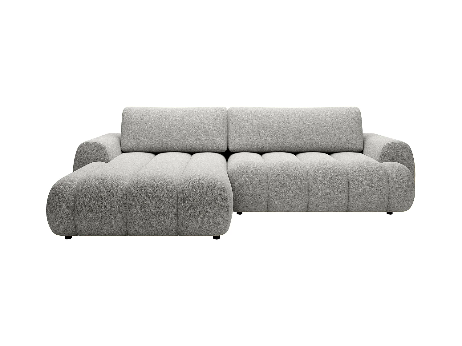 Canapé d'angle gauche convertible en tissu gris clair FRIDORA
