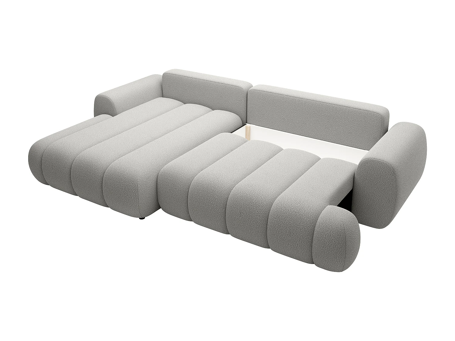 Canapé d'angle gauche convertible en tissu gris clair FRIDORA