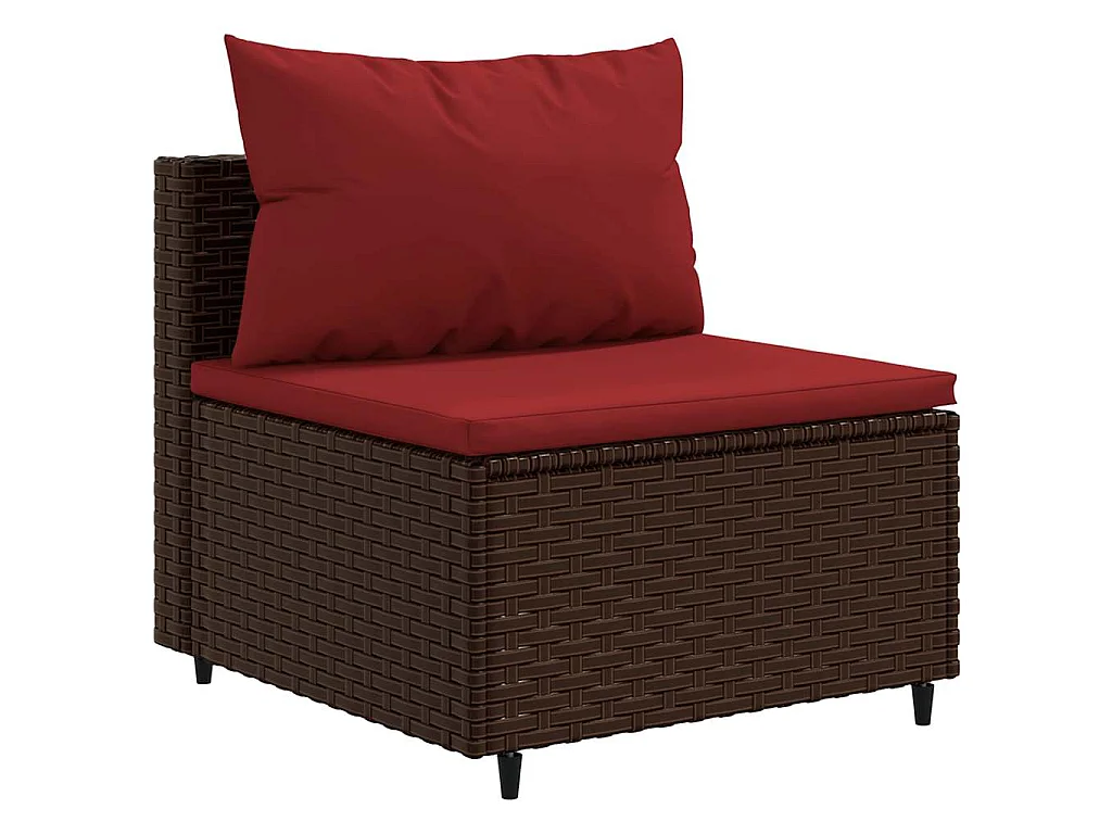 7-delige Loungeset met kussens poly rattan bruin