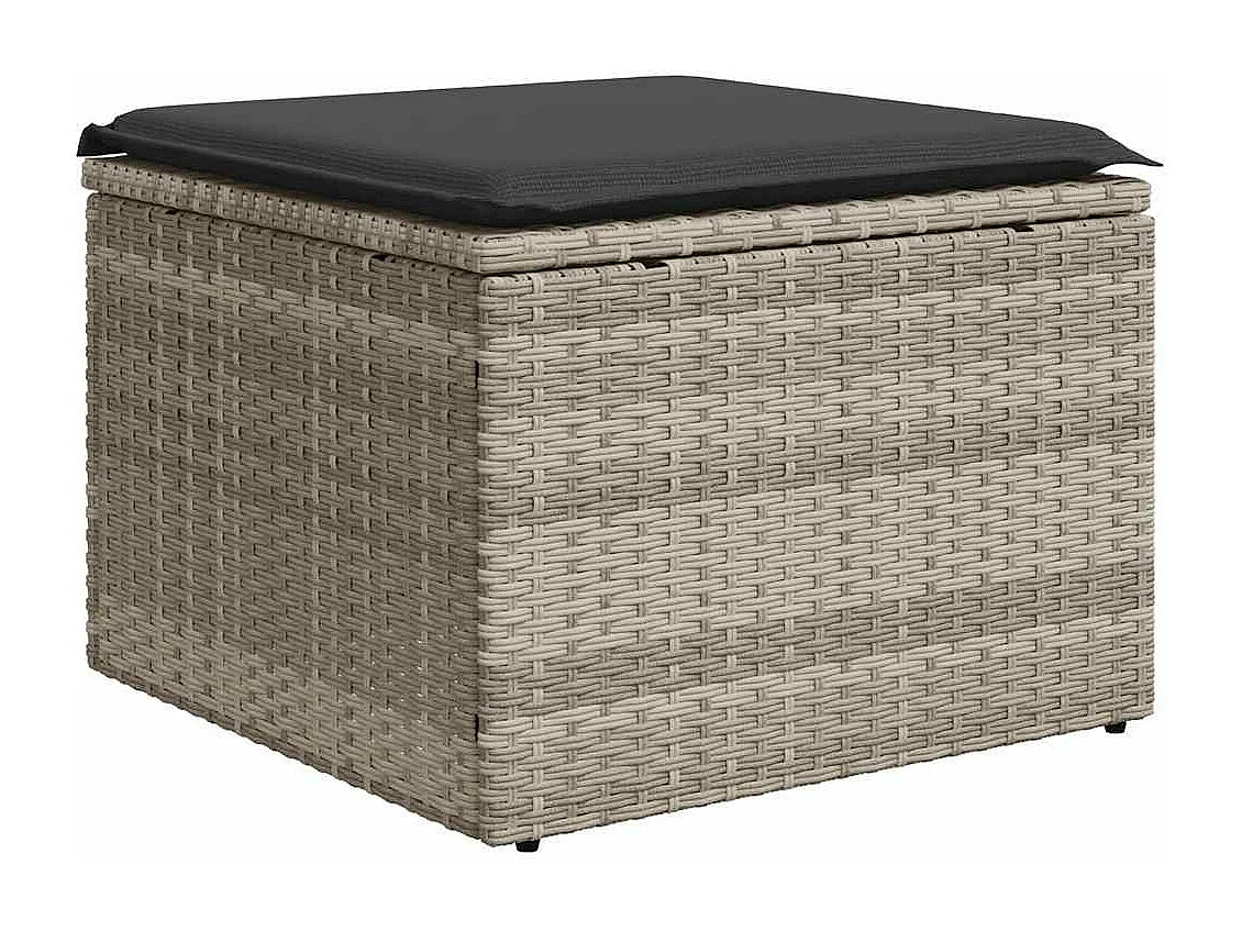 Salon de jardin 6 pcs avec coussins gris clair résine tressée