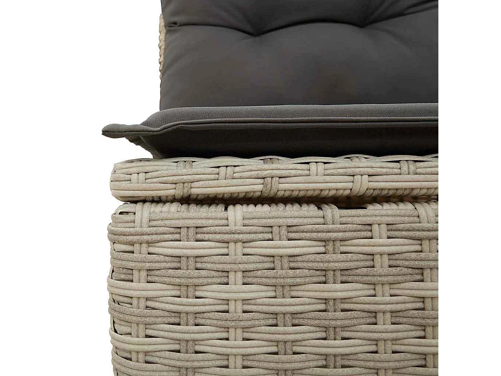 Salon de jardin 6 pcs avec coussins gris clair résine tressée