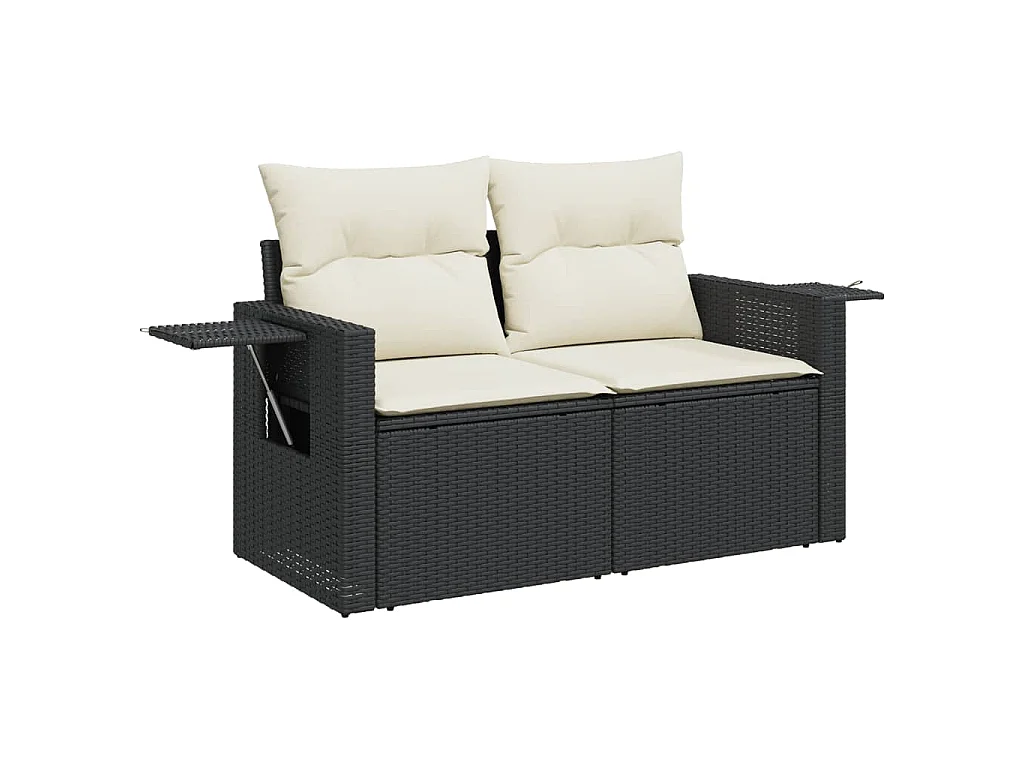 Set Divani da Giardino 5 pz con Cuscini in Polyrattan Nero