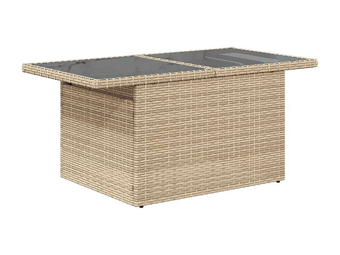 7-tlg. Garten-Sofagarnitur mit Kissen Beige Poly Rattan