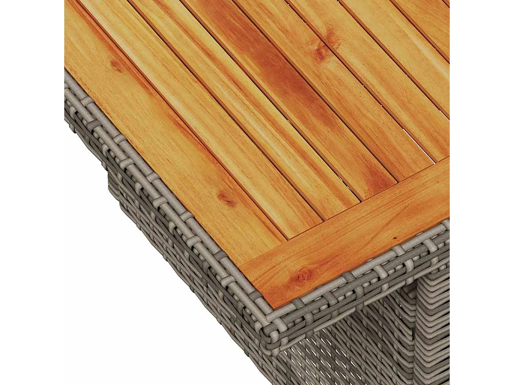 Salon de jardin avec coussins 7 pcs gris résine tressée acacia