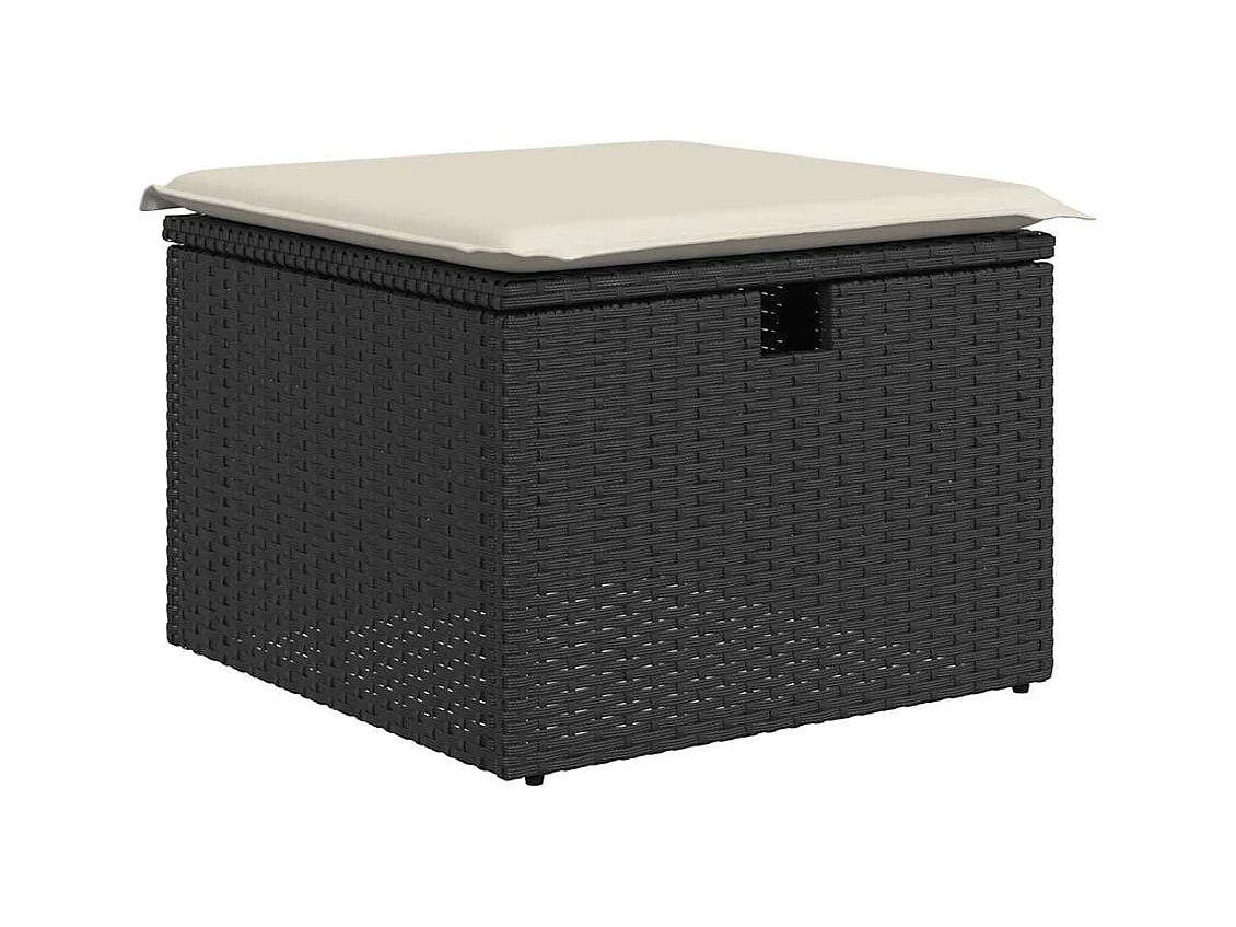 6-delige Loungeset met kussens poly rattan zwart