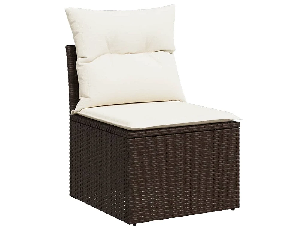 7-tlg. Garten-Sofagarnitur mit Kissen Braun Poly Rattan
