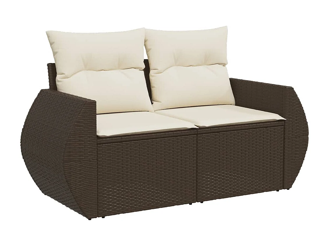 Salon de jardin avec coussins 6 pcs marron résine tressée