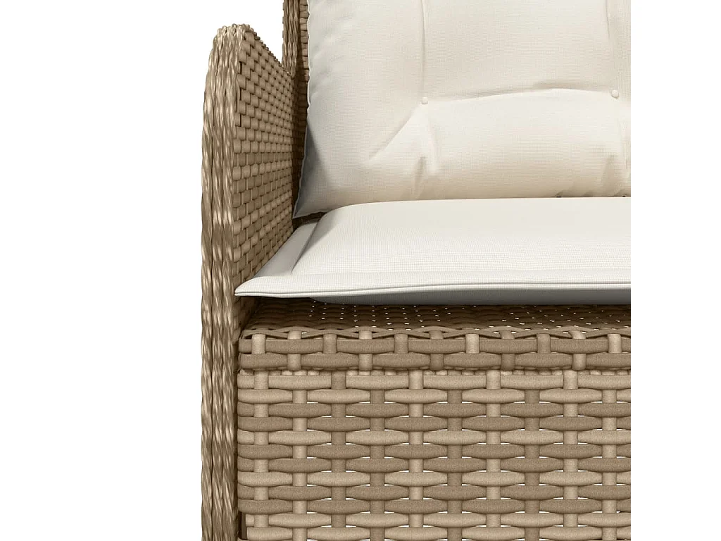 2-tlg. Garten-Sofagarnitur mit Kissen Beige Poly Rattan