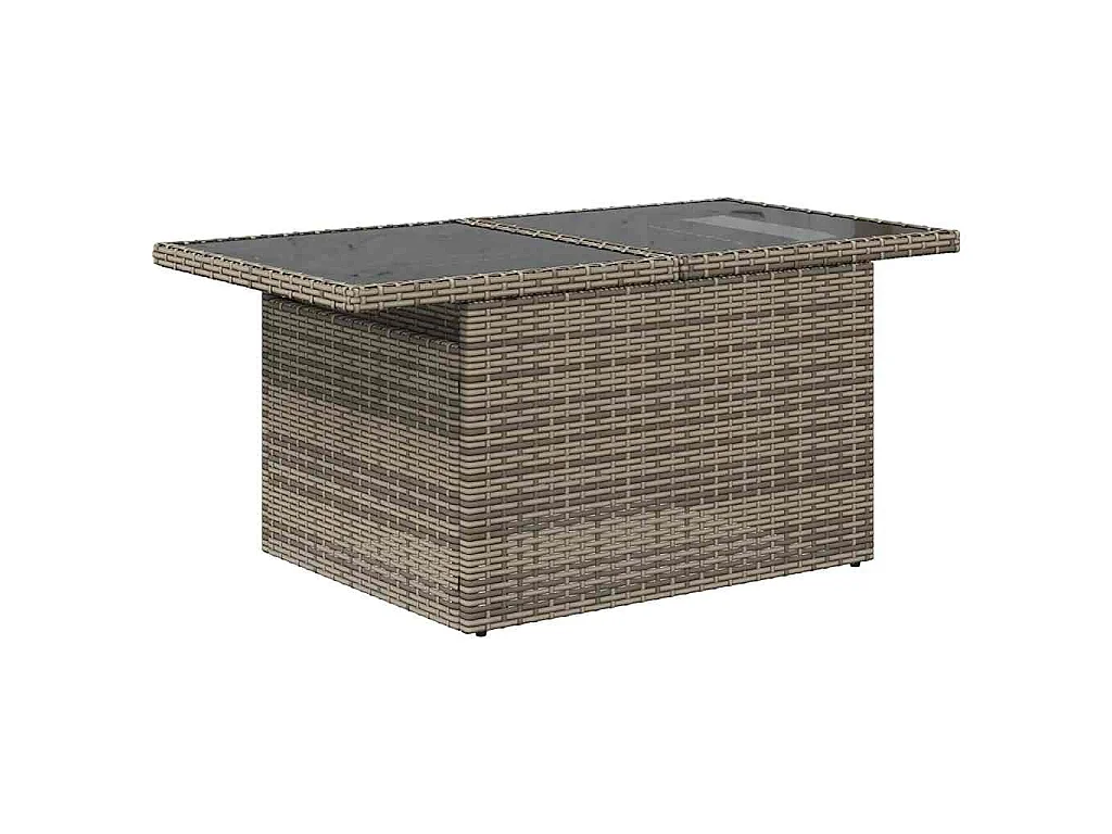 7-tlg. Garten-Sofagarnitur mit Kissen Grau Poly Rattan