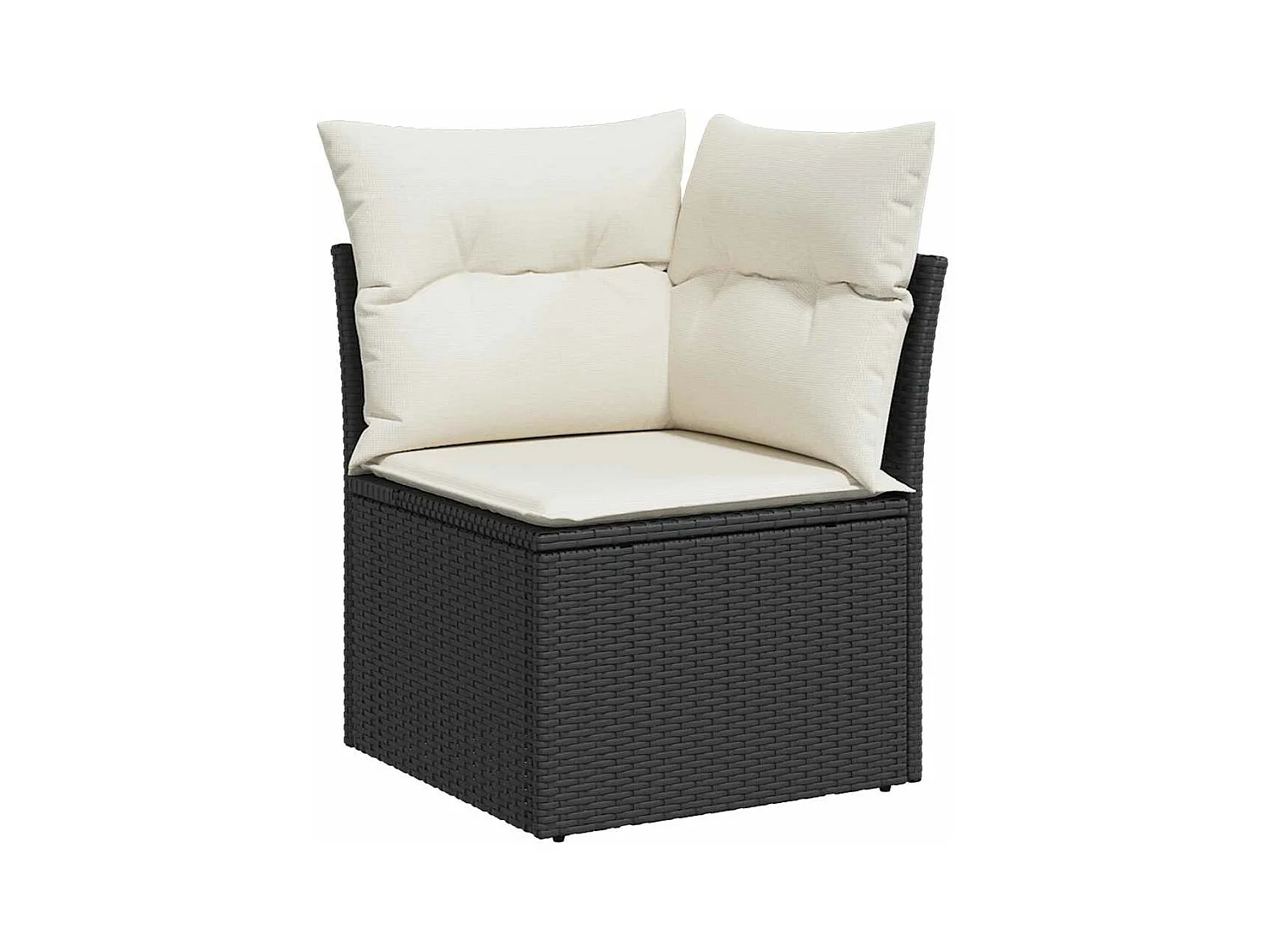 6-delige Loungeset met kussens poly rattan zwart