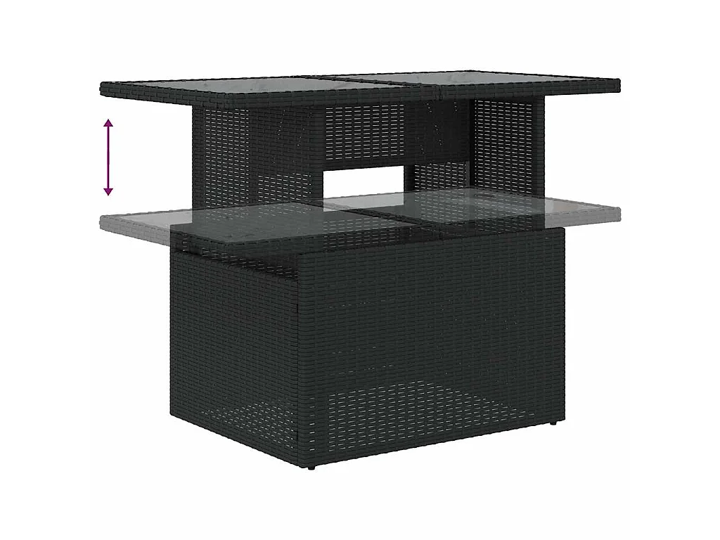 7-delige Loungeset met kussens poly rattan zwart