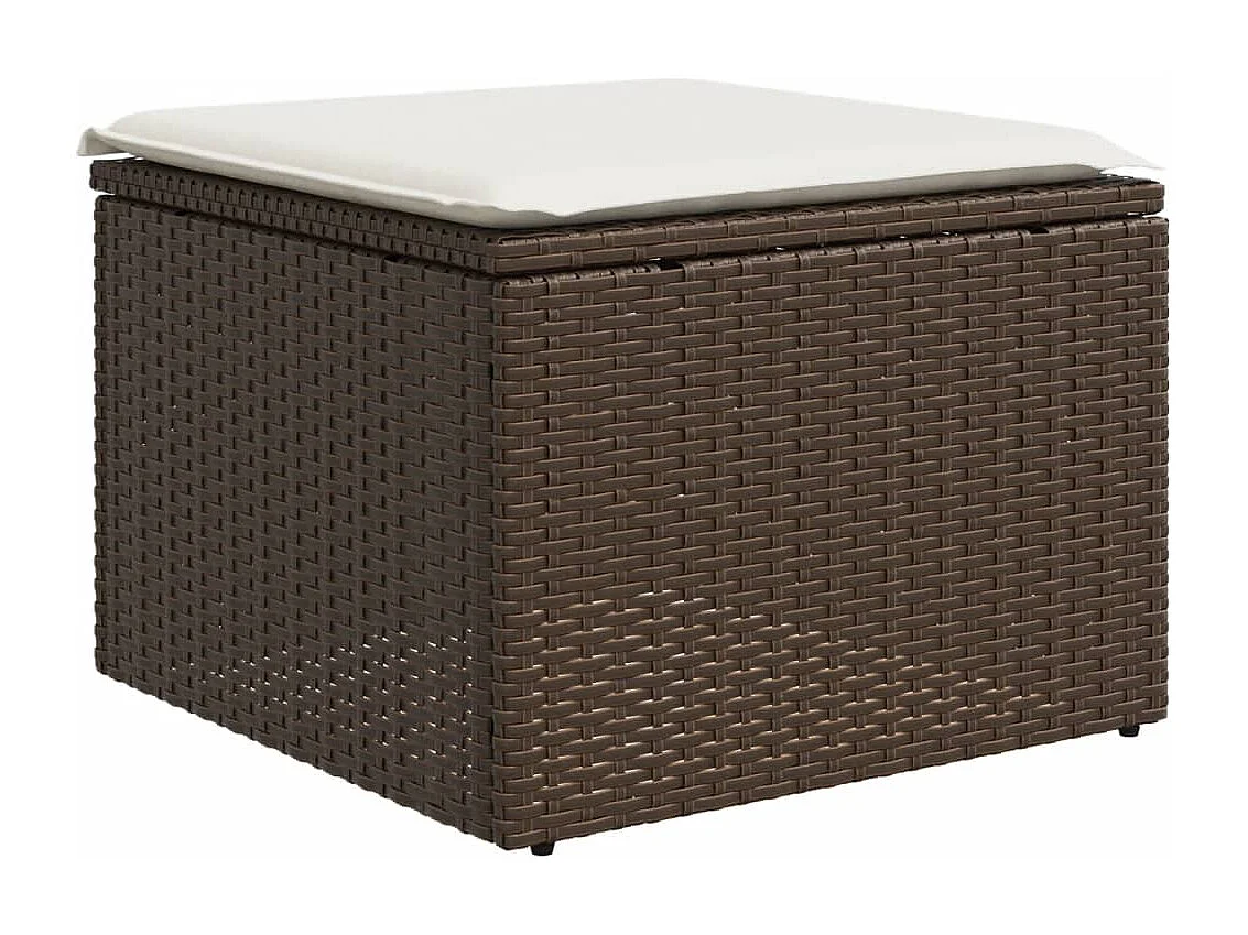 6-delige Loungeset met kussens poly rattan bruin