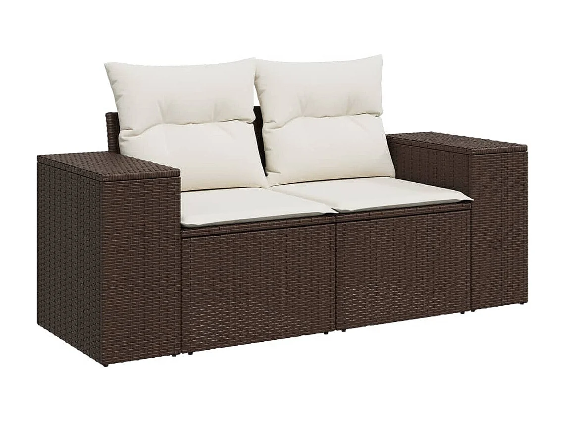 Salon de jardin avec coussins 7 pcs marron résine tressée