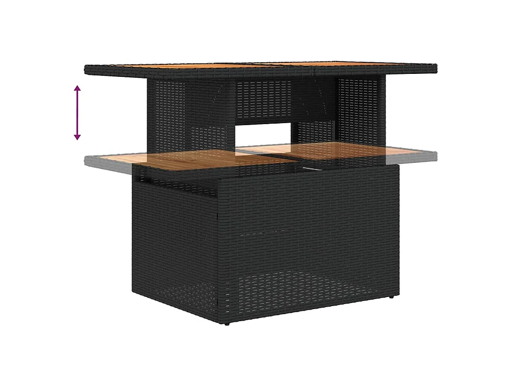 6-delige Loungeset met kussens poly rattan zwart