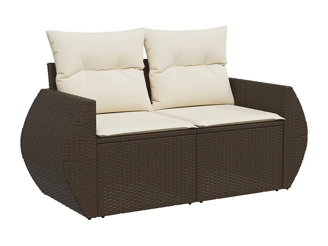 7-tlg. Garten-Sofagarnitur mit Kissen Braun Poly Rattan
