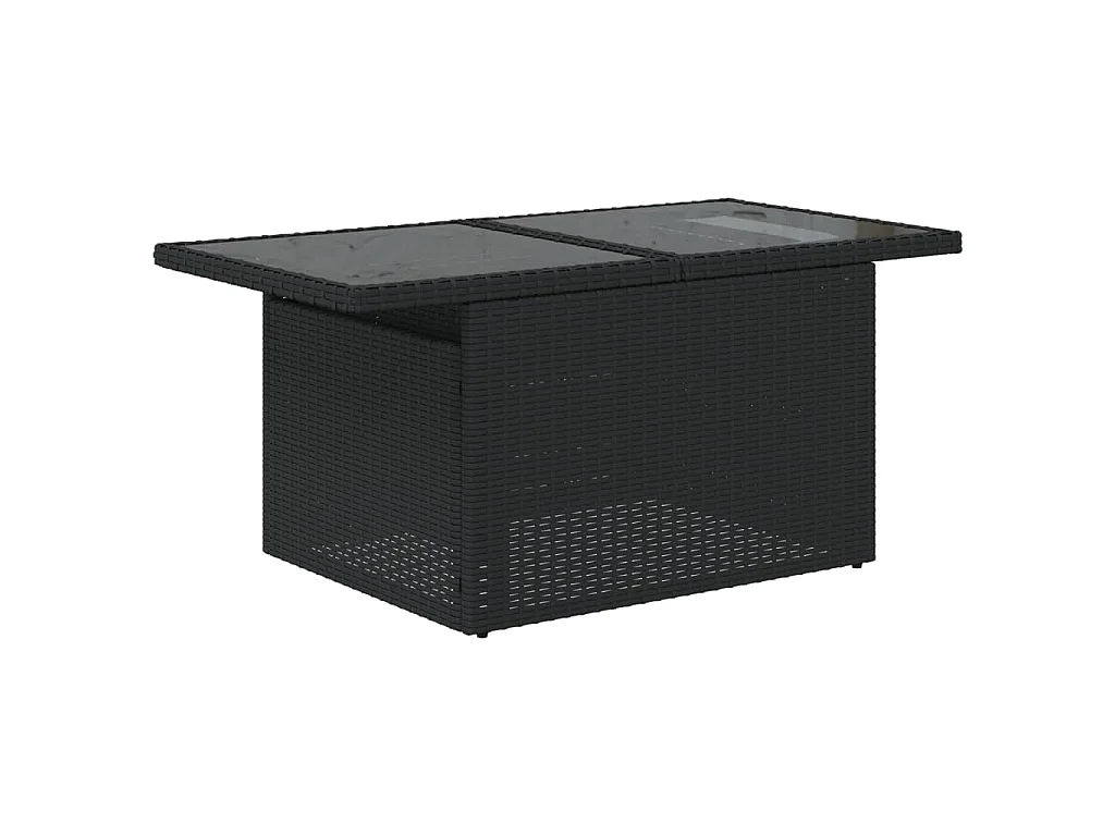 6-delige Loungeset met kussens poly rattan zwart