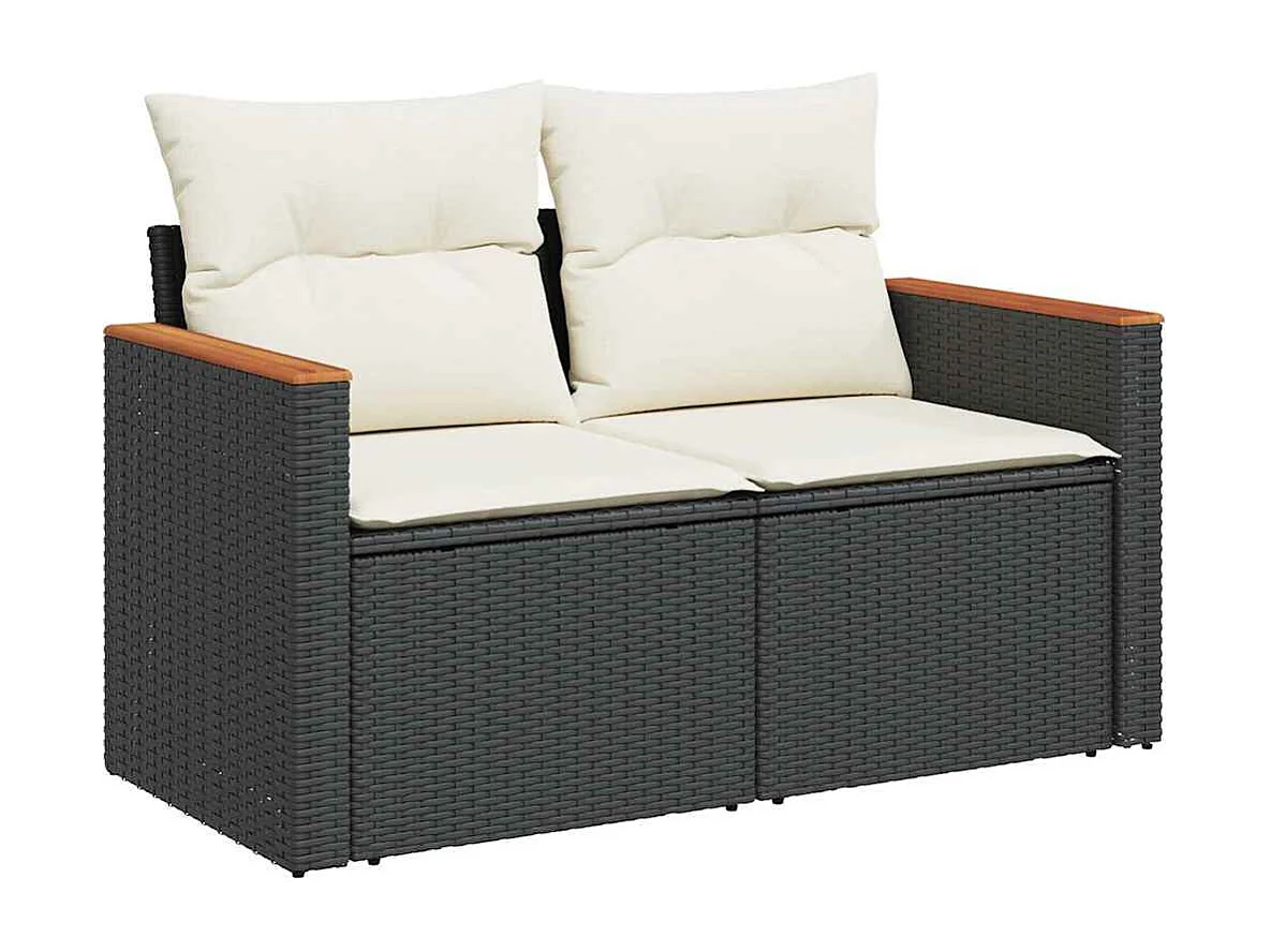 Set Divani da Giardino 5 pz con Cuscini in Polyrattan Nero