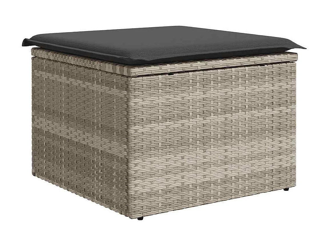 6-delige Loungeset met kussens poly rattan lichtgrijs