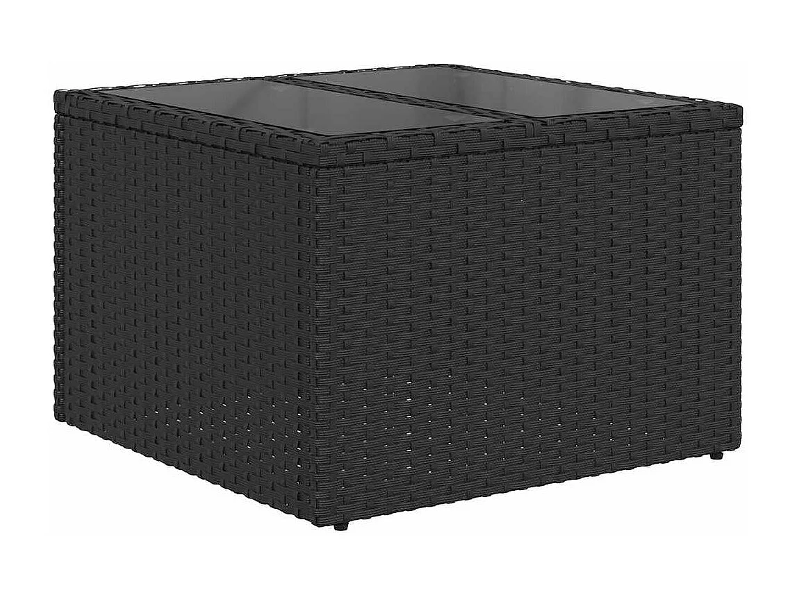 7-tlg. Garten-Sofagarnitur mit Kissen Schwarz Poly Rattan