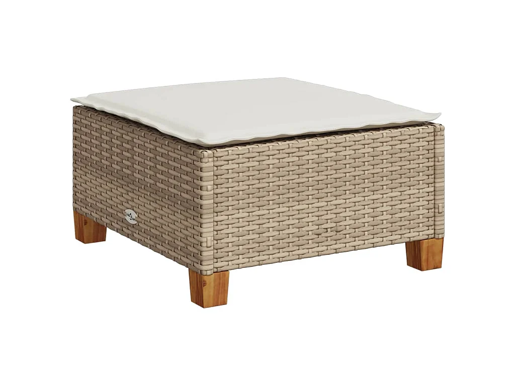4-delige Loungeset met kussens poly rattan beige