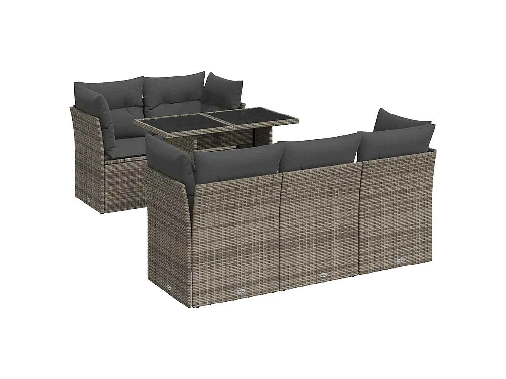 Set Divano da Giardino 6 pz con Cuscini Grigio in Polyrattan