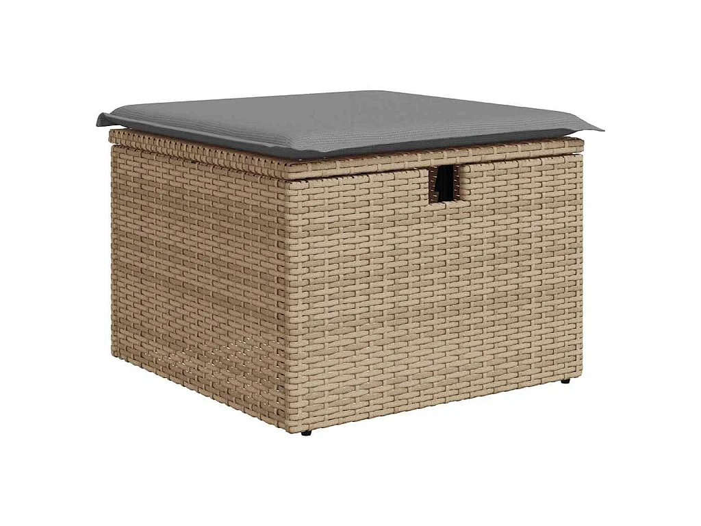 6-delige Loungeset met kussens poly rattan acacia beige
