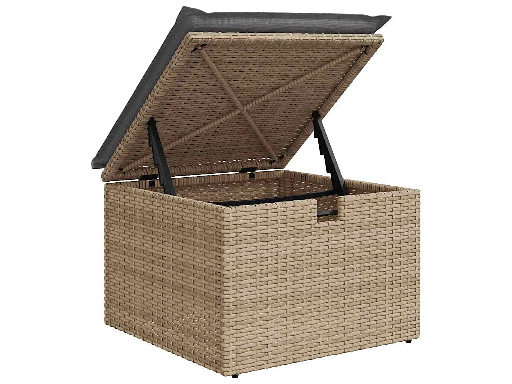 6-delige Loungeset met kussens poly rattan acacia beige