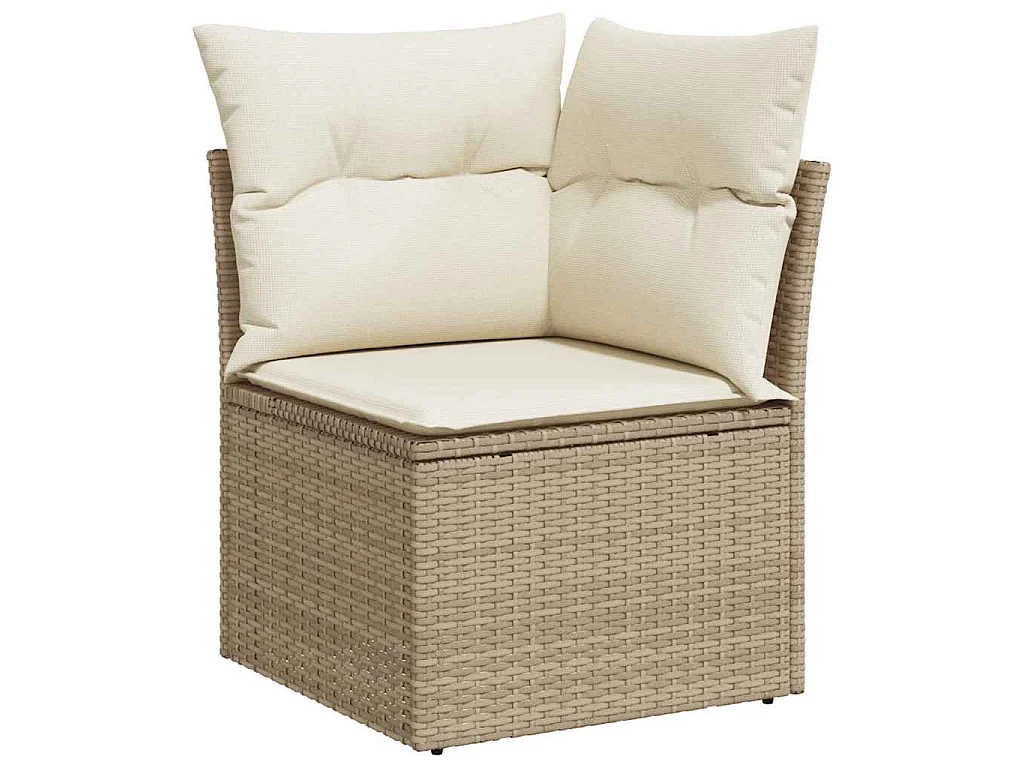 Salon de jardin avec coussins 5 pcs beige résine tressée