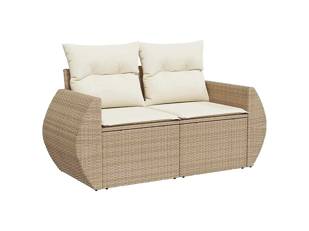 Salon de jardin avec coussins 5 pcs beige résine tressée