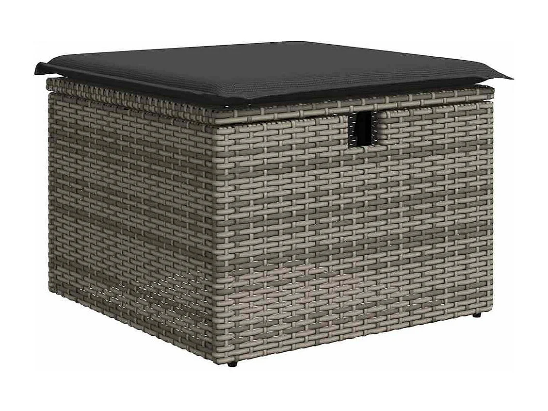 7-tlg. Garten-Sofagarnitur mit Kissen Grau Poly Rattan